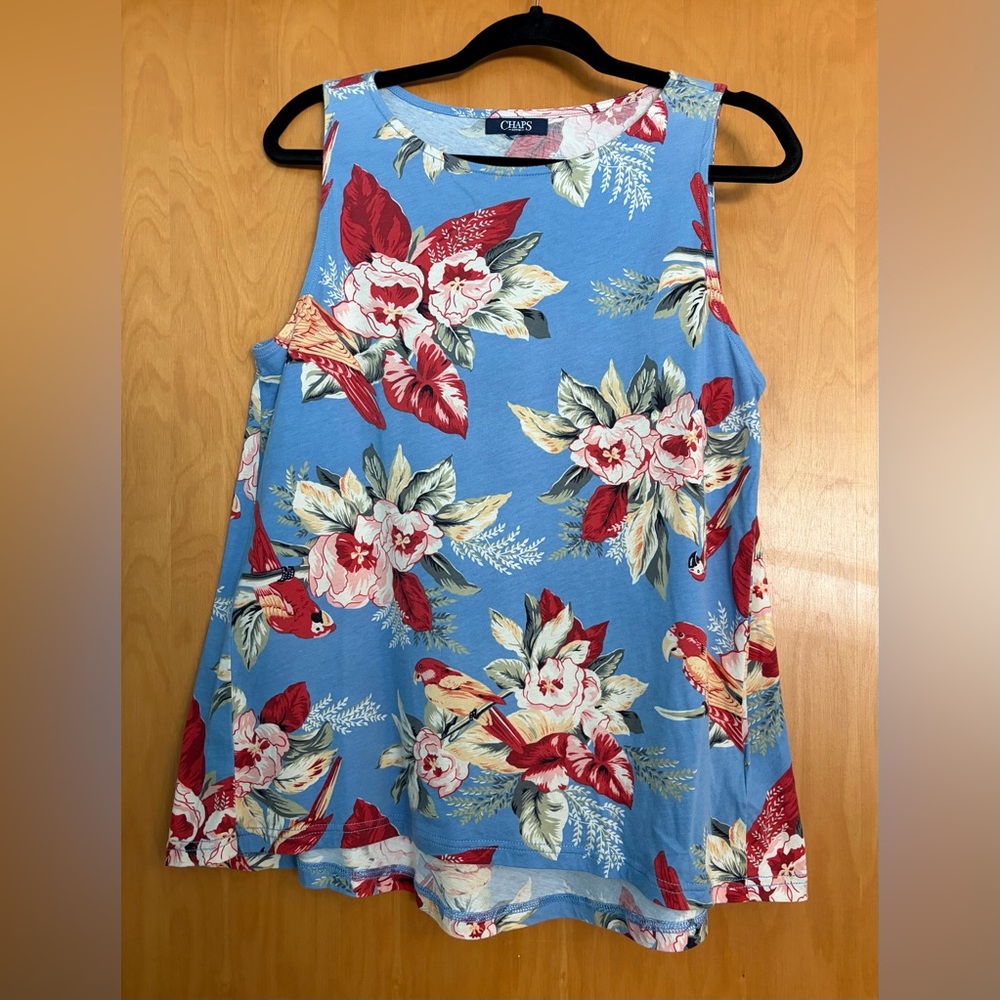 Chaps Blue Floral Tank Top